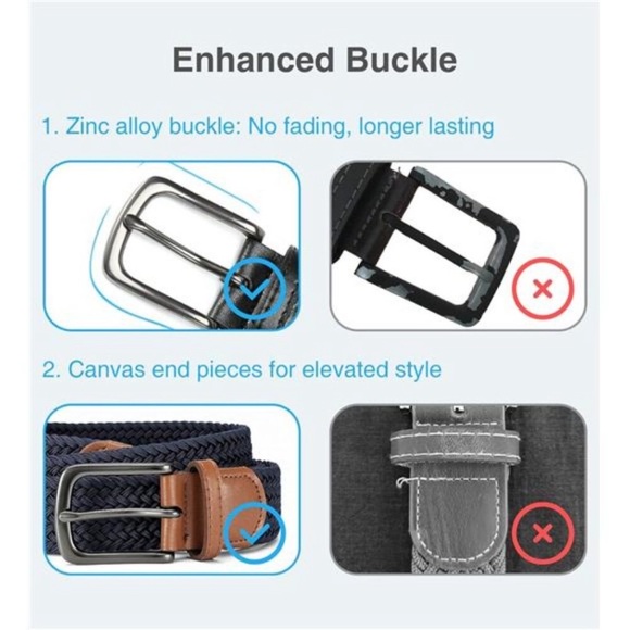 Mens belt - Braided Stretch Golf Belt for Men 1 3/8"- Gift for Golf Pants Casual - Picture 3 of 6